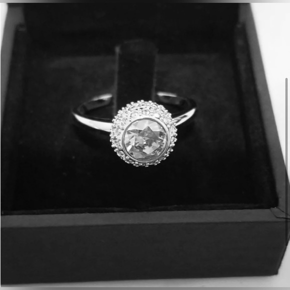 Swarovski Jewelry - Signed Swarovski Silver & Pave Crystal Flirt Ring | 58/8 | Swan Signed